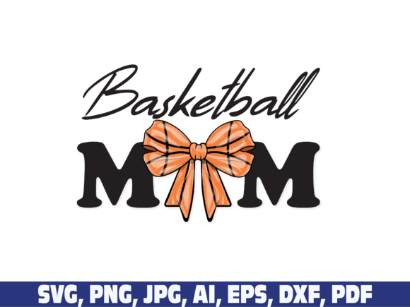 Basketball Mom Coquette Bow Retro Png for Crafts and Graphics