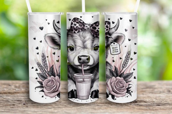 Best Mom Ever Highland Cow Tumbler Wrap Graphics & Crafts