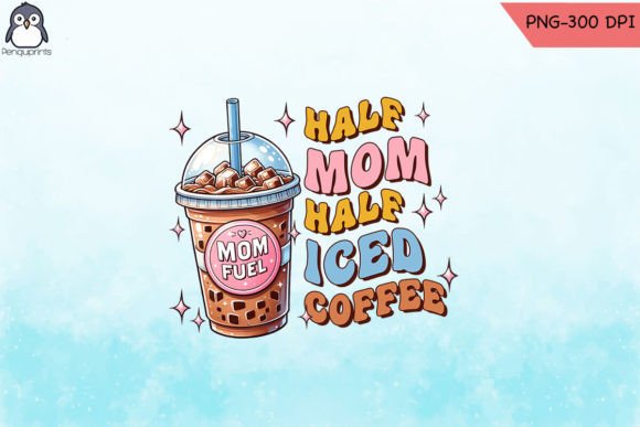 Half Mom Half Coffee Vintage PNG for Crafts & Graphics
