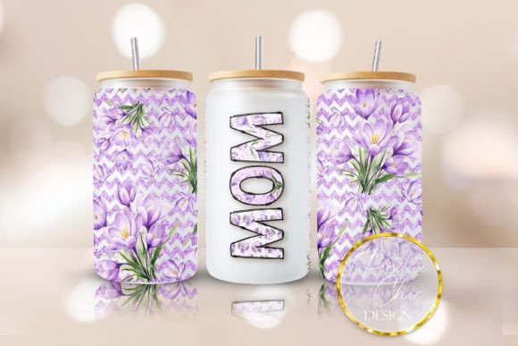 Mom Glitter Libbey Glass Wrap UVDTF PNG