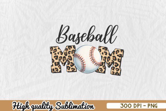 Softball Baseball Mom Leopard PNG for Crafts and Graphics