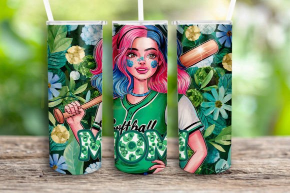 Softball Mom St. Patrick's Day Tumbler Graphics for Crafts